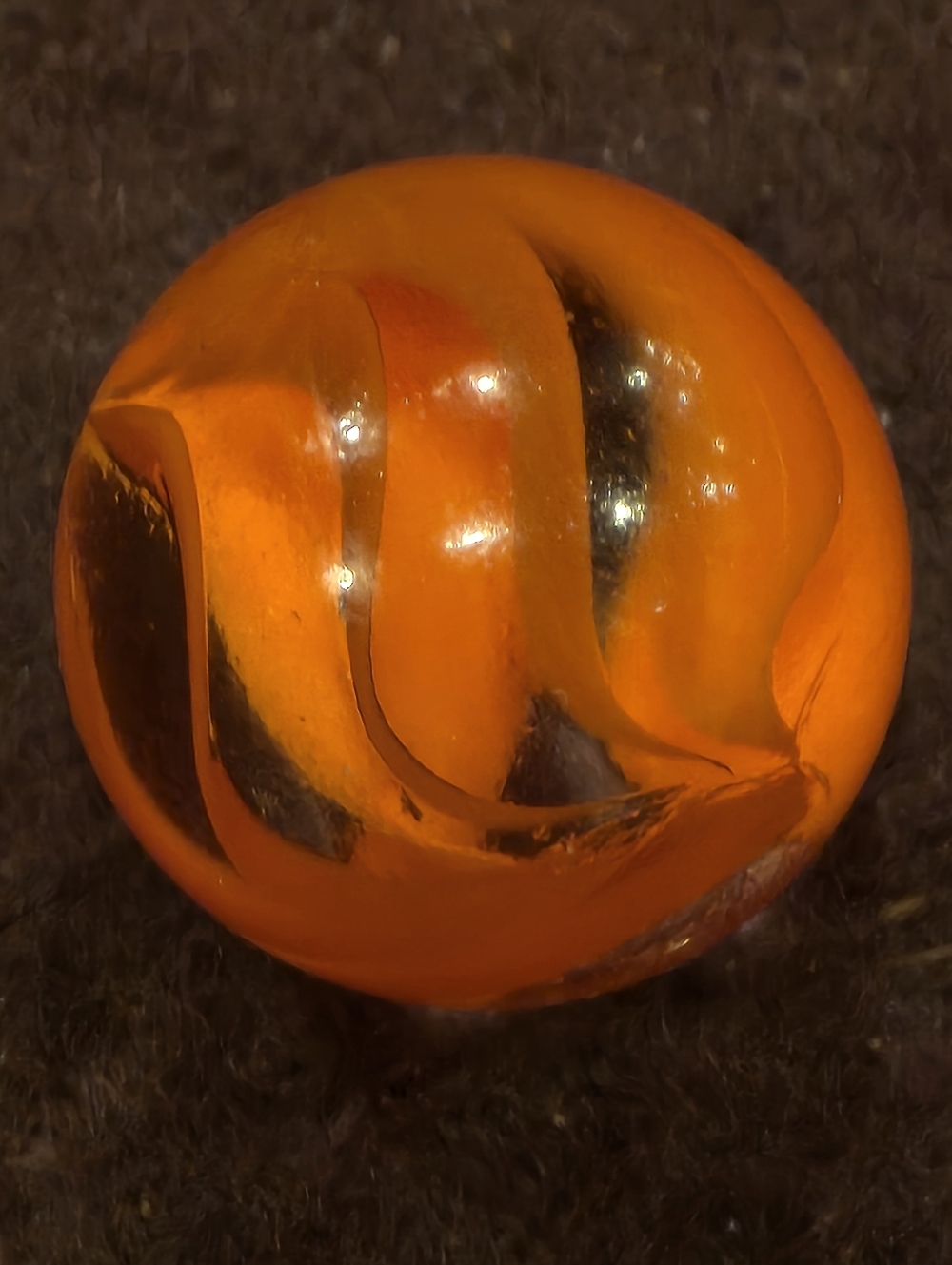 Red-Orange Glass Swirl Marbles Lot Of 5 - Picture 3 of 6